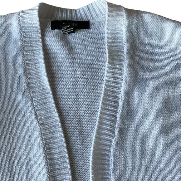 Forever 21 women Open front knit cardigan sweater Color Block Ivory sz Small - Picture 2 of 8